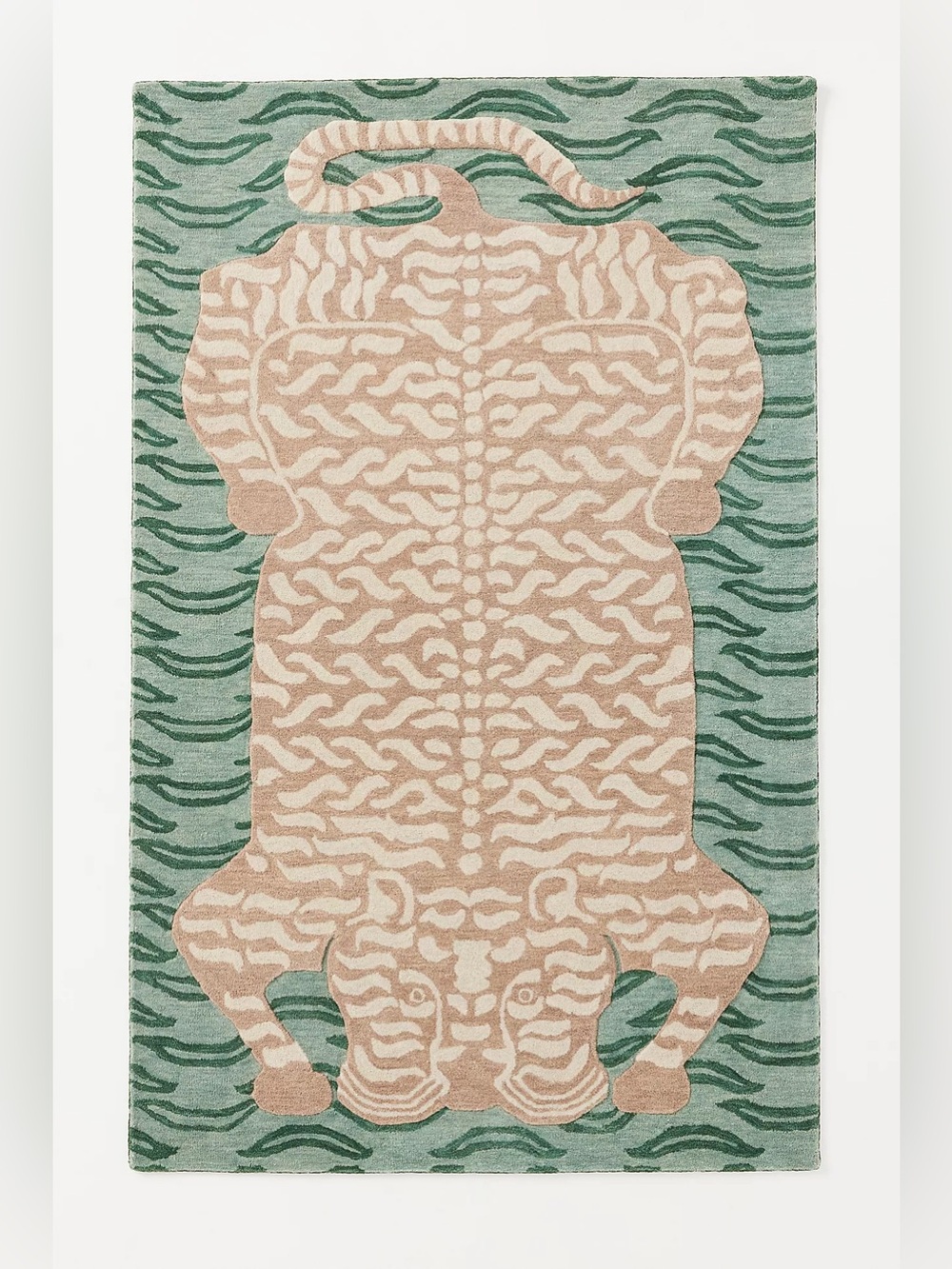 Anthropologie Hand Tufted 100% Wool Tiger Rug